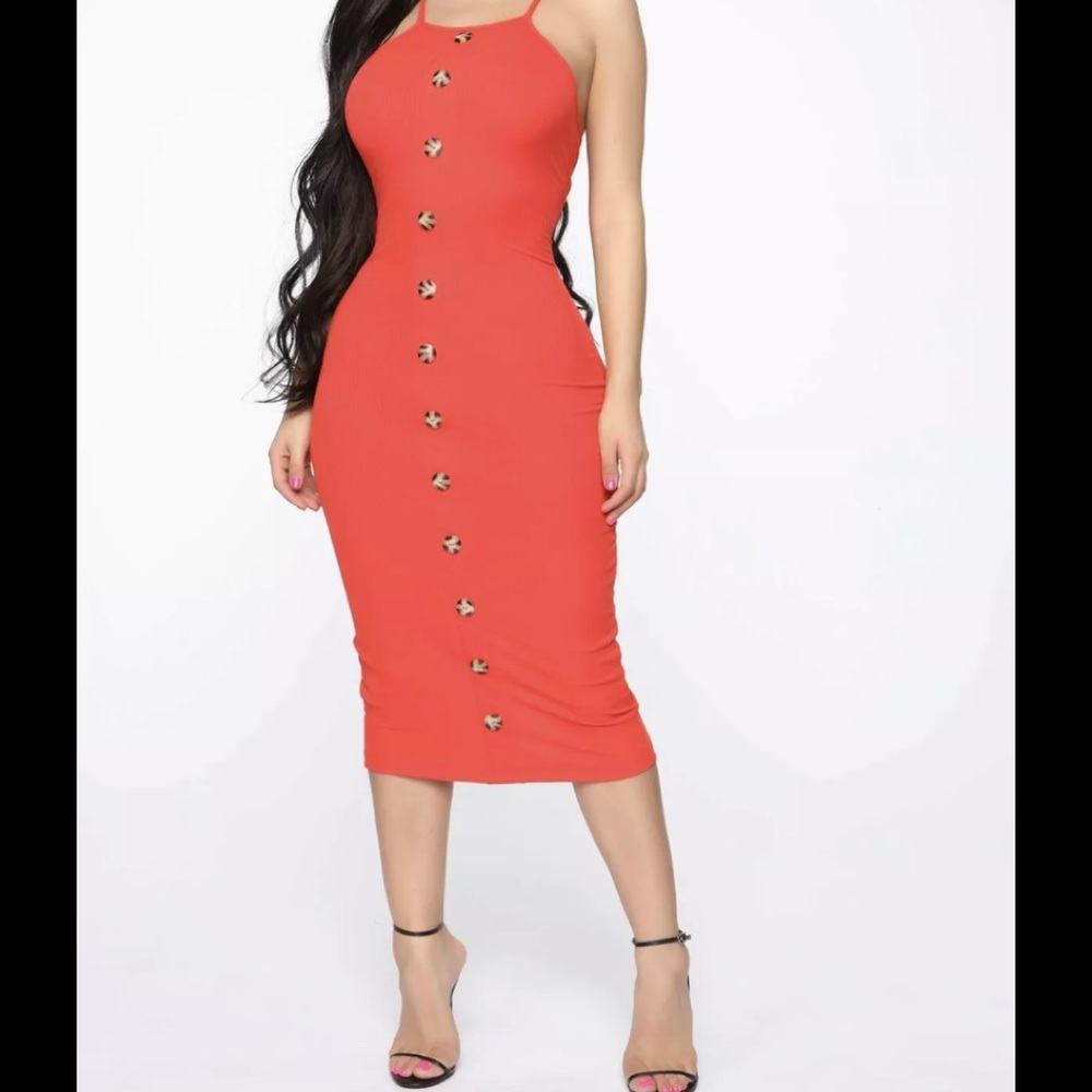 Fashion nova red bodycon dress size S